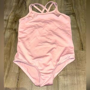 Kids Blush Pink Unitard Bodysuit with Criss Cross Back